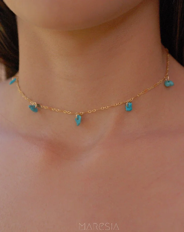 Turquoise Choker ~ Sterling Silver 925 or Gold Filled~MN024