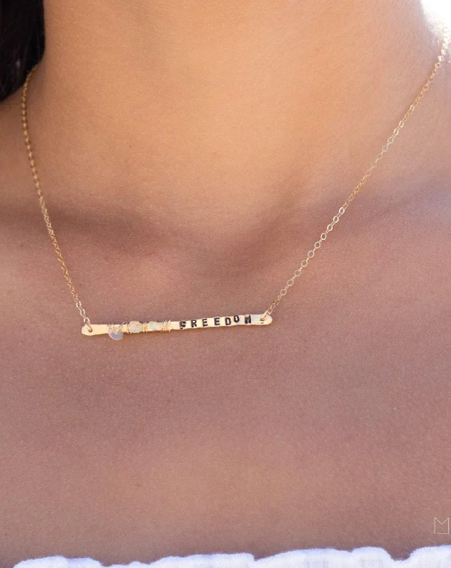 Hand Stamped Bar Necklace ~ Sterling Silver 925 & Gold Filled~MN008