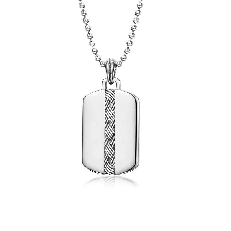 FANCIME "Self-Identity" Mens Dog Tag Sterling Silver Necklace