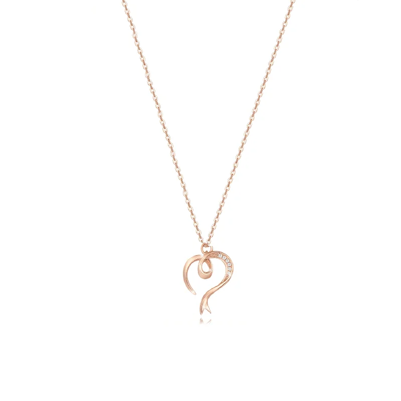 FANCIME Heart 14K Solid Rose Gold Necklace