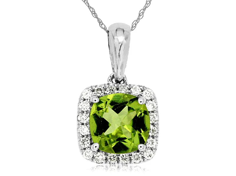 Diamond Halo Peridot Necklace