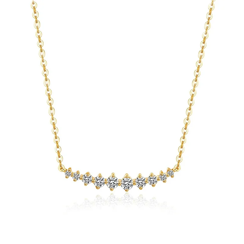 FANCIME "Mademoiselle White" Bar Smile 14K Yellow Gold Necklace