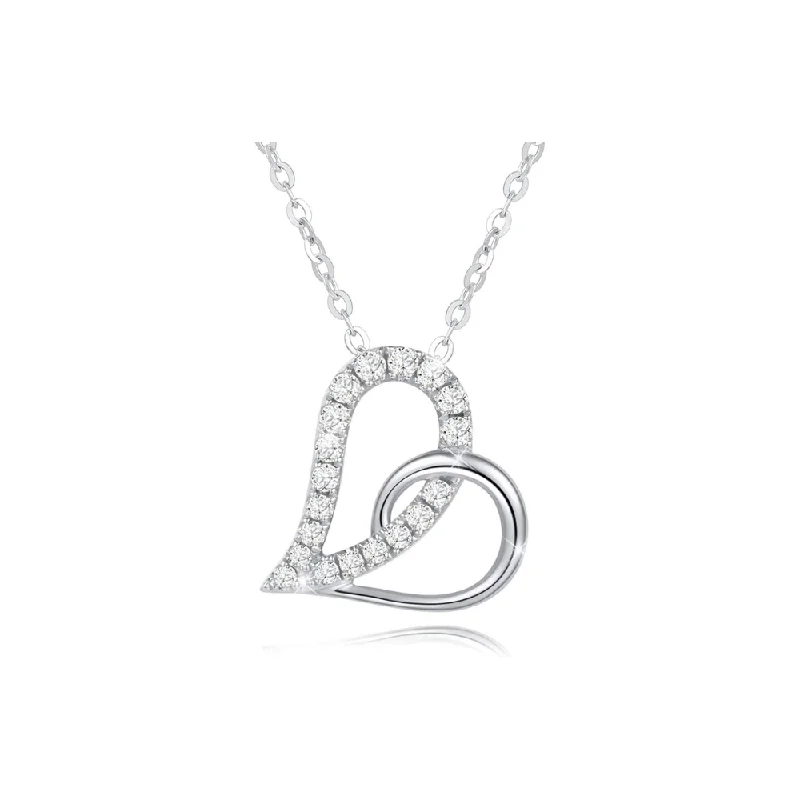 FANCIME "Pounding Heart" Love Open Heart 18k White Gold Necklace