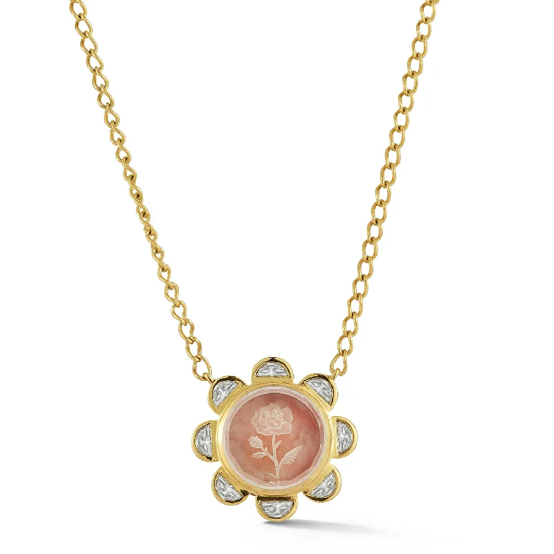 Rosebud Caspian Necklace - Pink Opal and Diamond