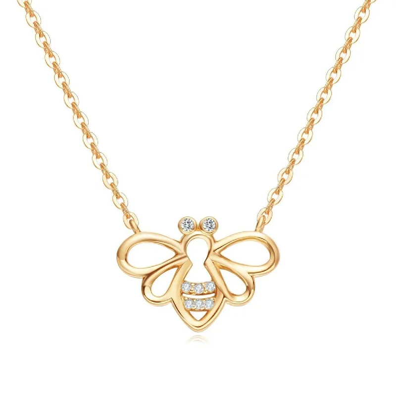 "Be Bright" Minimalist Dainty Bee Yellow Gold Necklace