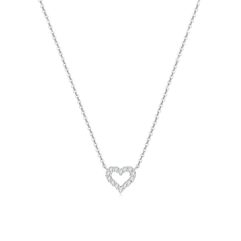 "Crystal Clear" Love Open Heart 18k White Gold Necklace