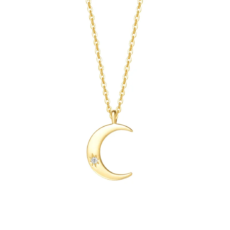 FANCIME Moon 14K Solid Yellow Gold Necklace