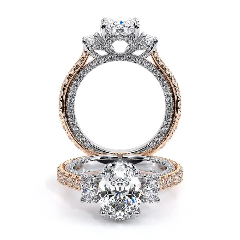 Vintage Two-Tone Three Stone Oval Moissanite Engagement Ring