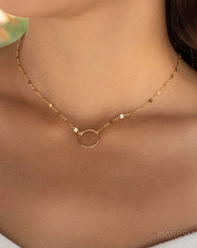 Circle Necklace Choker ~14k Gold Filled or Sterling Silver ~ MN007