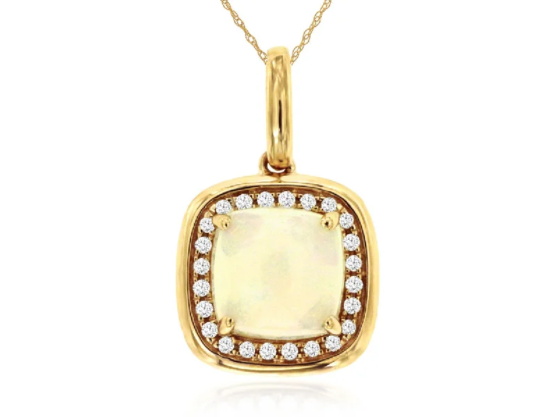 14k yellow gold opal and diamond necklace