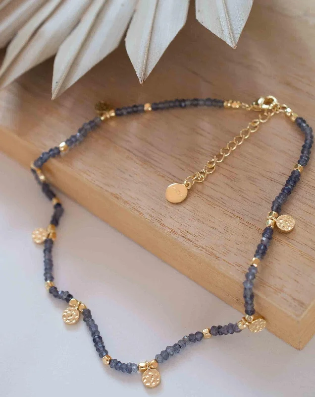 Iolite hydro Necklace ~ Gold Plated 18k ~ MN103