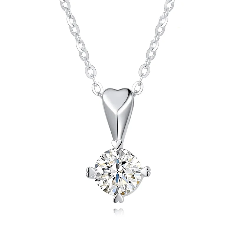 FANCIME Moissanite Hearty Love Solitaire 14K White Gold Necklace