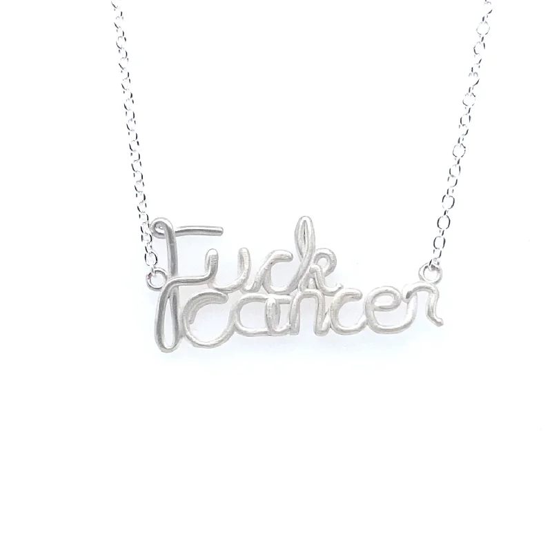 Lika Behar All Silver "F*CK CANCER" Necklace