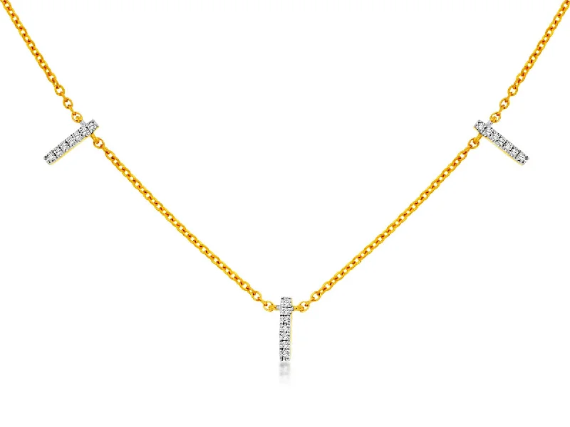 Two-Tone Diamond Stick Necklace