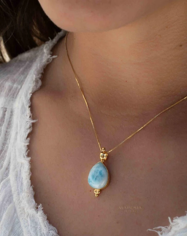 Larimar Pendant ~ Gold Plated over Sterling Silver ~ MN144