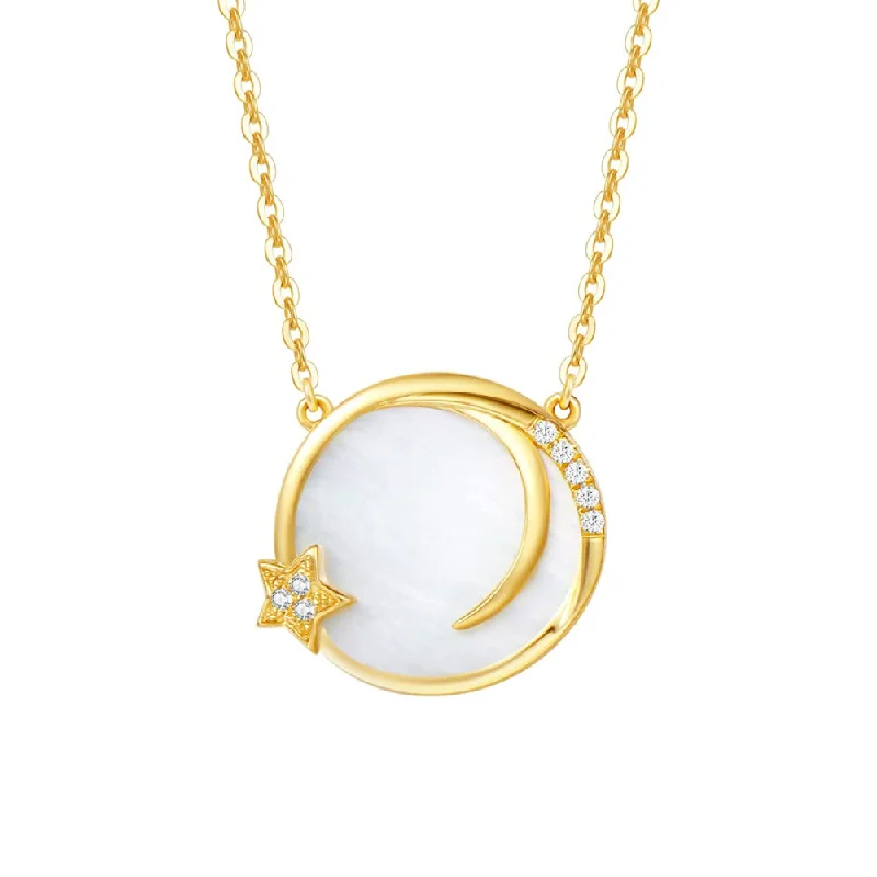 FANCIME "Magic Wish" Moon Star 14K Gold Necklace