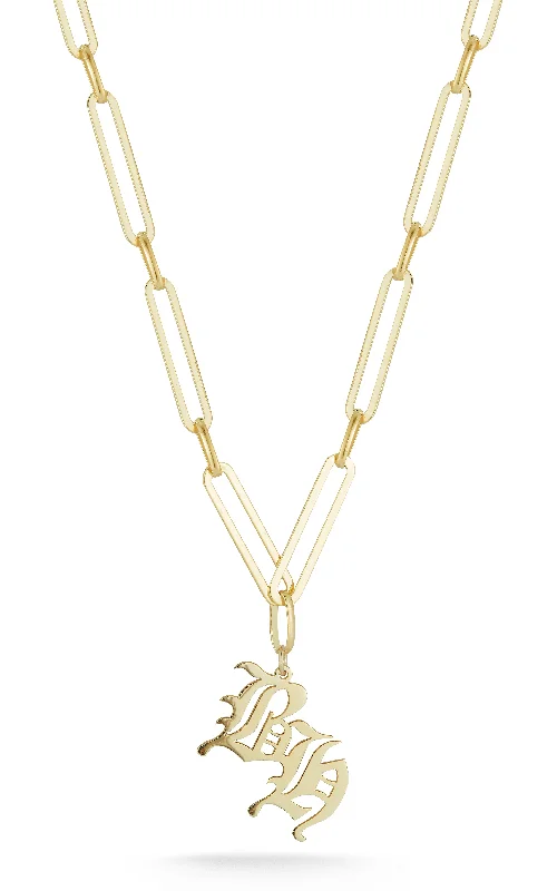 Old English Double Initial Link Necklace