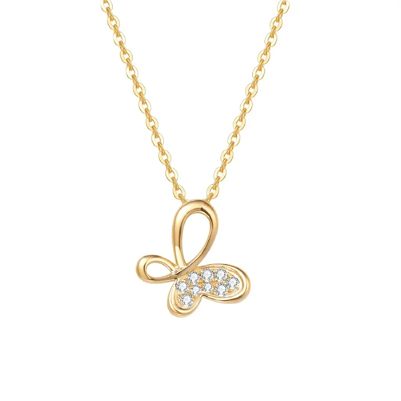 FANCIME "Valerie" Infinity Butterfly 18K Yellow Gold Necklace