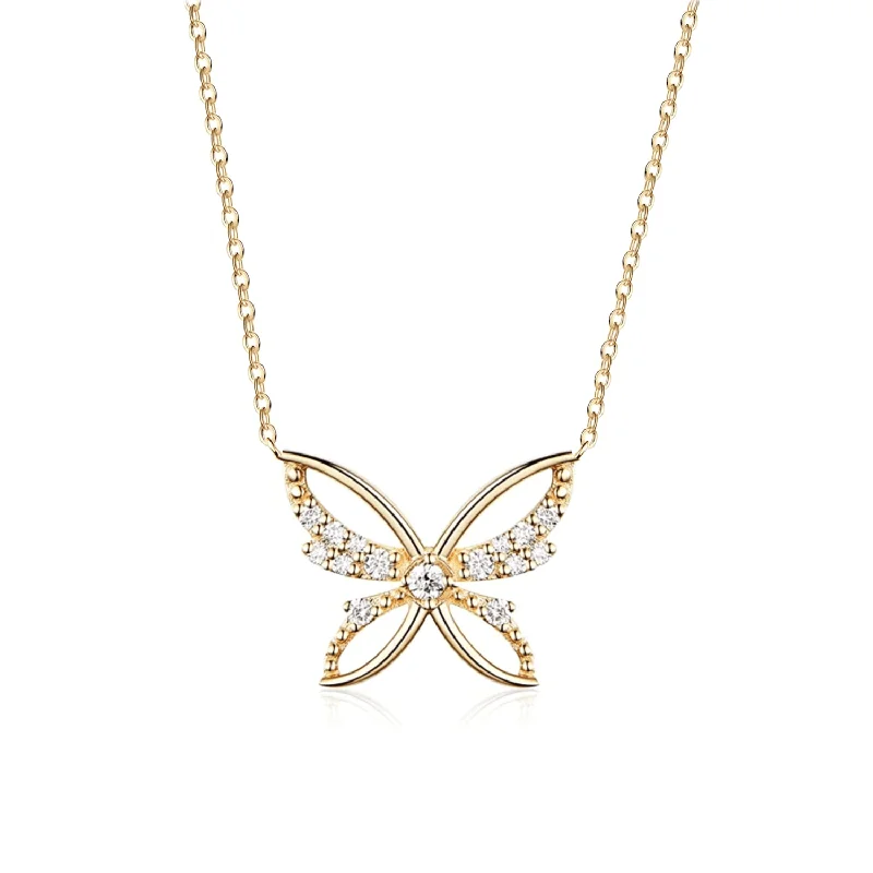 FANCIME "Yellow Cosmo" Diamond Butterfly 14K Yellow Gold Necklace