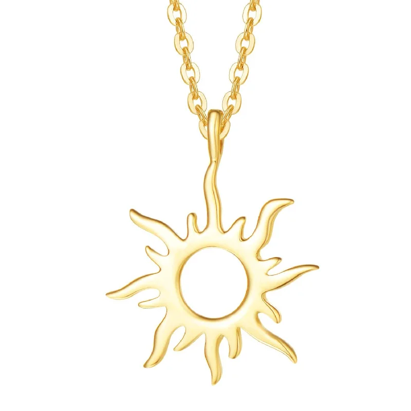 FANCIME Sun 14k Solid Yellow Gold Necklace