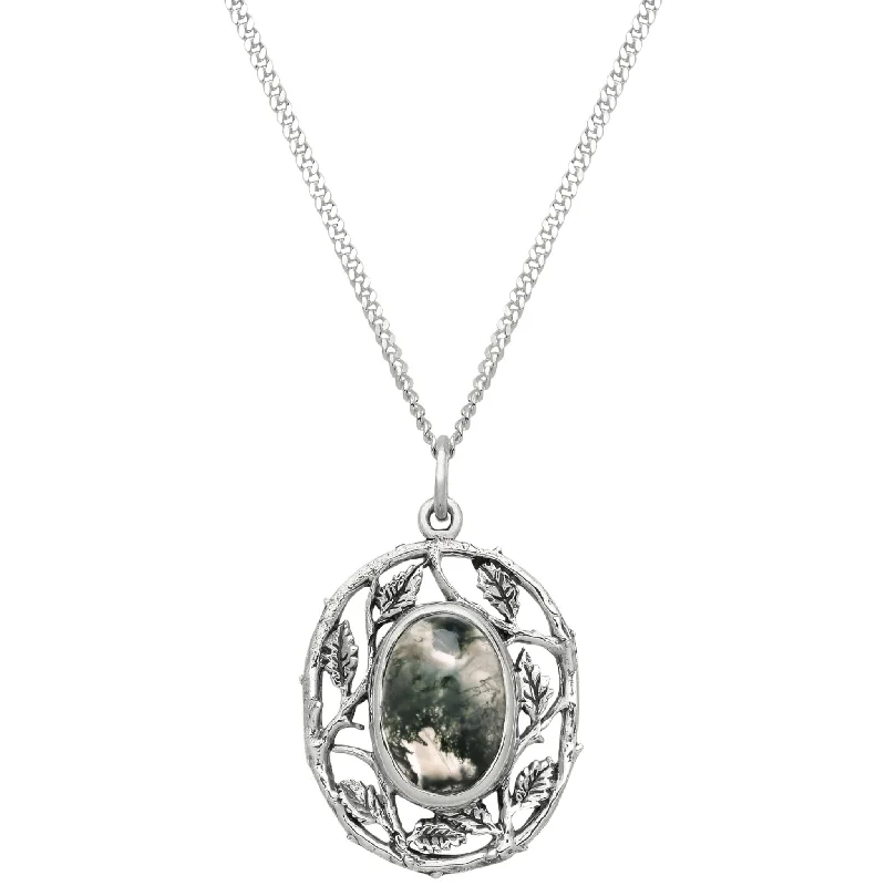 WILD WOODS - Moss Agate & Sterling Silver Necklace