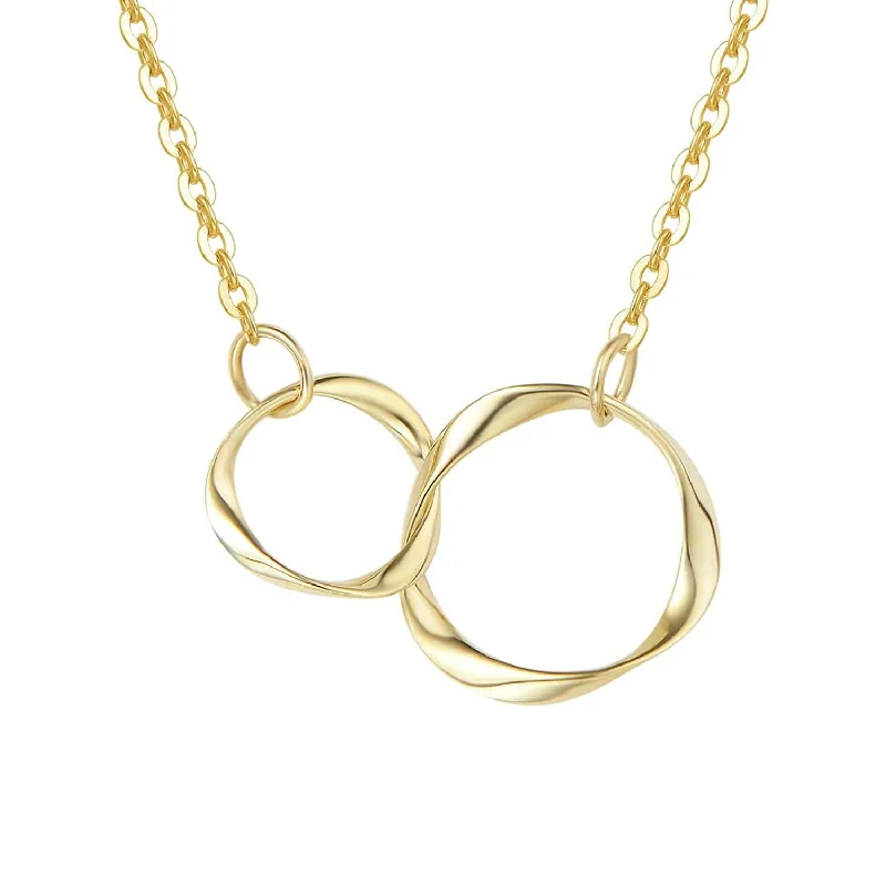 FANCIME Double Circles 14K Solid Gold Necklace