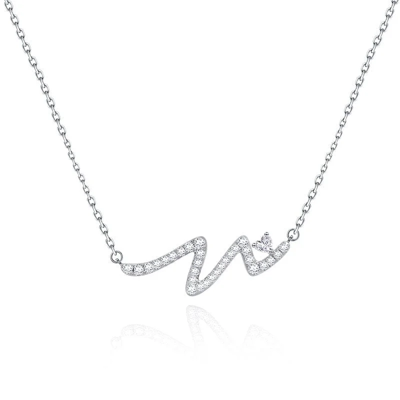 FANCIME "Into You" Bar Wave Sterling Silver Necklace