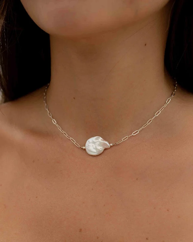 Baroque Coin Pearl Necklace ~ Gold Filled or Sterling Silver