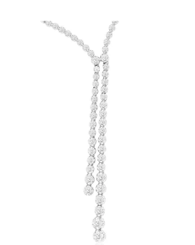 14k white gold diamond lariat necklace