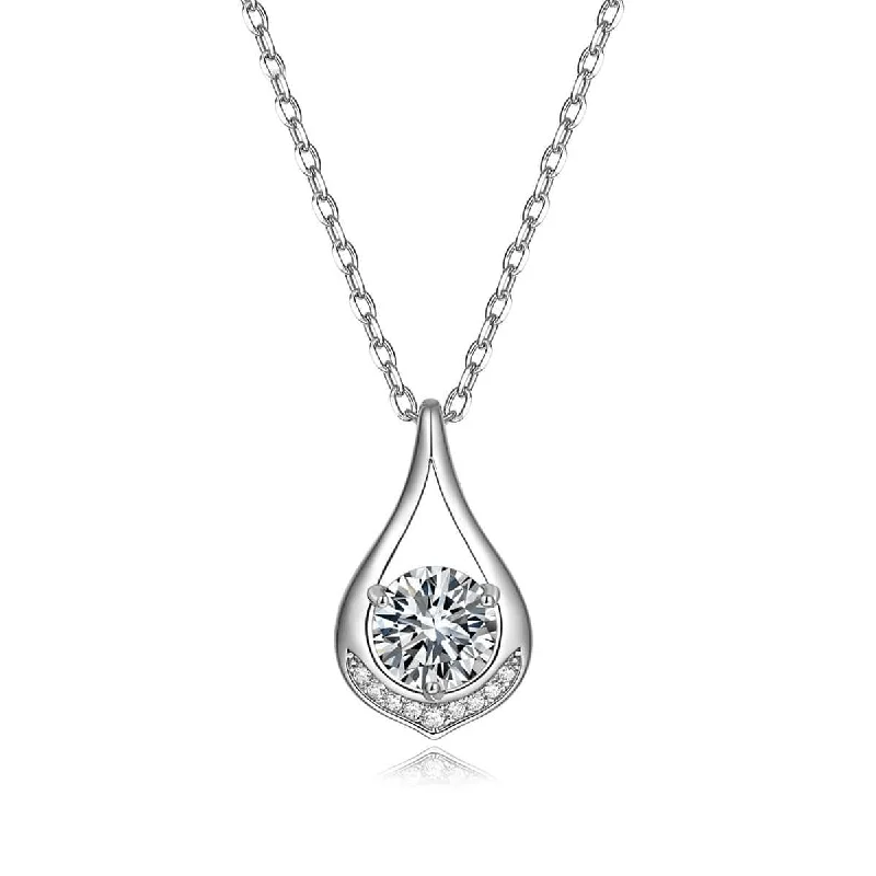 FANCIME Moissanite Dewdrop Waterdrop Sterling Silver Necklace