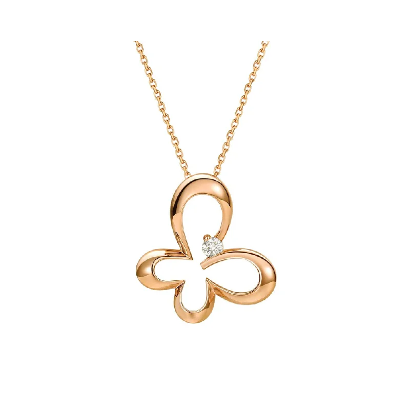 FANCIME “Helena” Flying Butterfly 14K Rose Gold Necklace